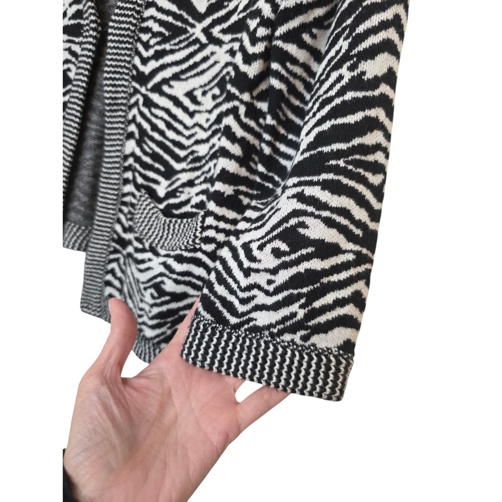 Chico's Zebra Print Open Front Cardigan Pockets Cotton Blend - Women's - Picture 7 of 12